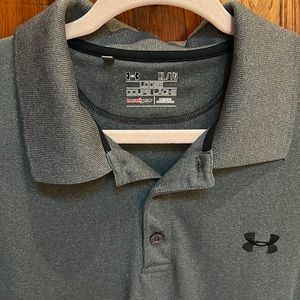 Under Armour grey mens golf polo. Heat Gear fabric XL